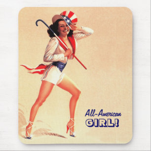 Menina Todo-Americana. Presente Mousepad do design
