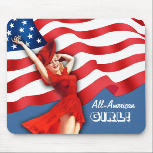 Menina Todo-Americana. Presente Mousepads do