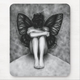 Menina triste Mousepad da borboleta