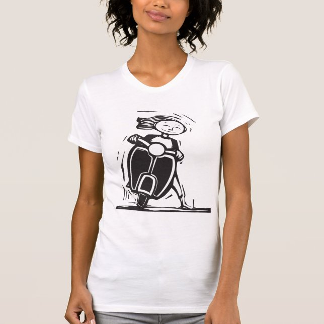 Menina um t-shirt das mulheres de montada do (Frente)