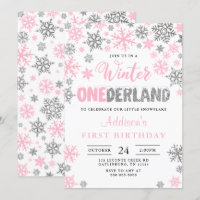 Menina Winter Onederland Primeiro Convite de Anive