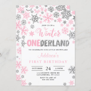 Menina Winter Onederland Primeiro Convite de Anive