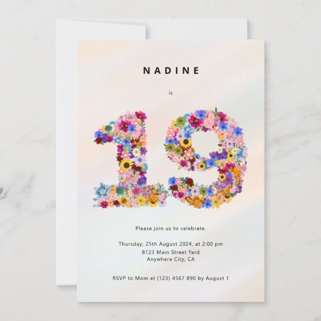 Meninas 19º Convite de Aniversário 19 Festa (Frente)