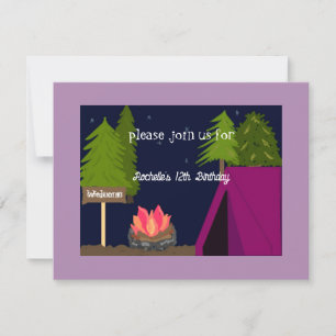 Meninas acampando Convite de aniversário de sono