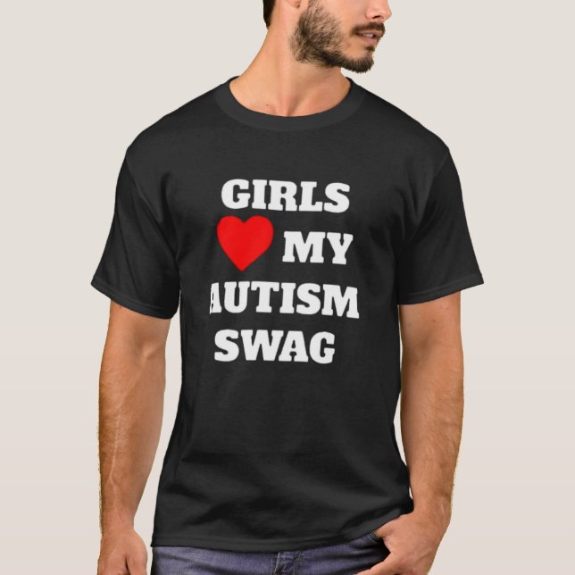 Meninas amam meu autismo viril T-Shirt (Frente)