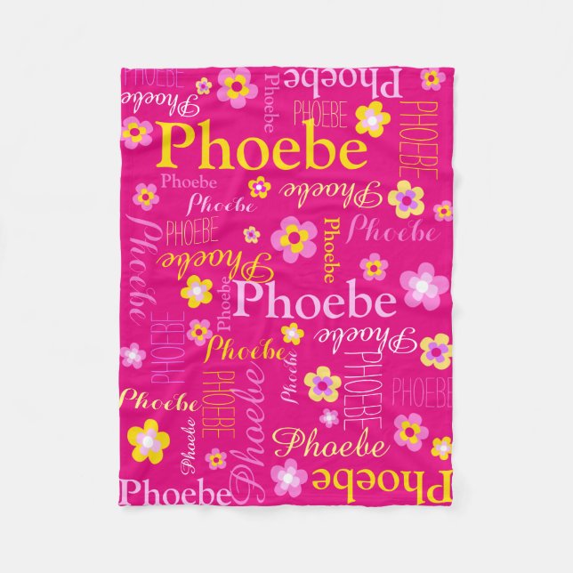 Meninas amarelas cor-de-rosa chamam cobertor gráfi (Frente)