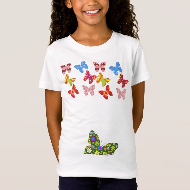 Meninas Bonito Borboletas Camiseta (Frente)