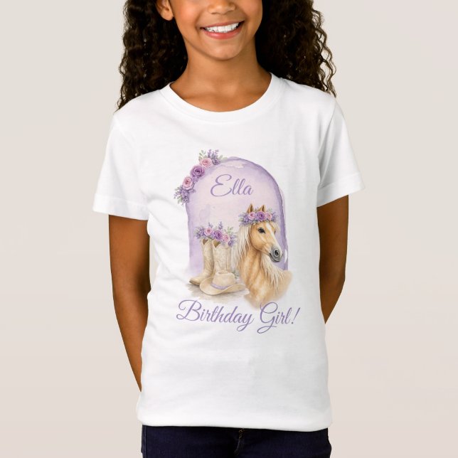 Meninas Camisa de Aniversário de Cavalo Floral Rox (Frente)