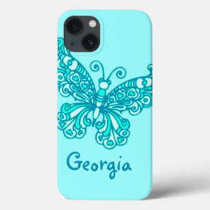 Meninas chamadas de maleta verde-aqua-borboleta ip