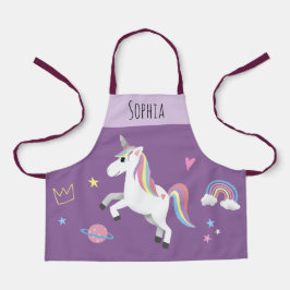 Meninas Cute Magical Purple Unicorn & Name Kids
