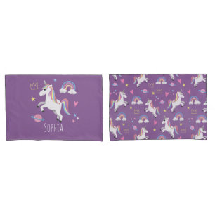 Meninas Cute Roxo Unicórnio Arco-íris & Nome Cri