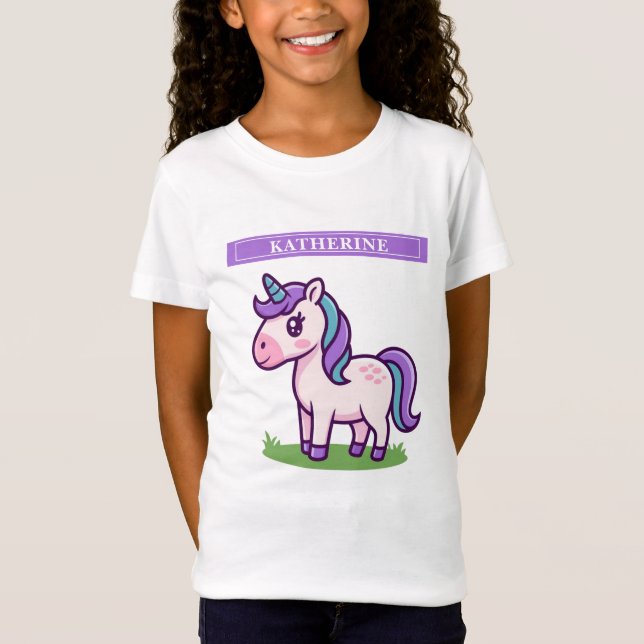 Meninas Cute Unicorn Horse Kids T-Shirt (Frente)