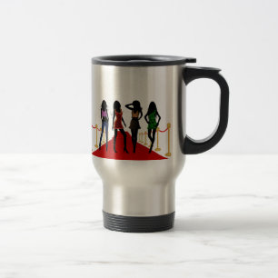 Meninas da forma na caneca de viagem do tapete