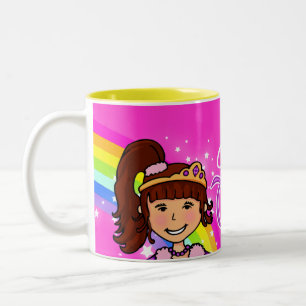 Meninas da princesa arco-íris caneca rosa