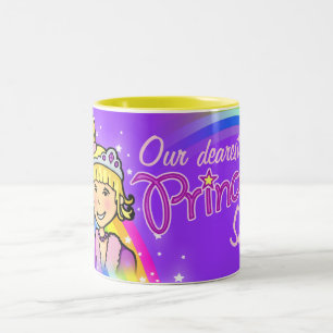 Meninas da princesa arco-íris caneca roxa