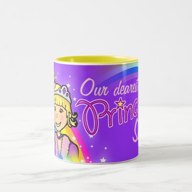 Meninas da princesa arco-íris caneca roxa (Centro)