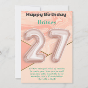Meninas de 27 anos Feliz Cartão de Aniversário