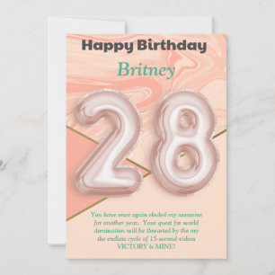 Meninas de 28 anos Feliz Cartão de Aniversário