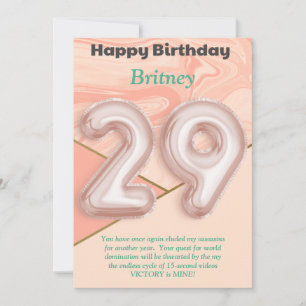 Meninas de 29 anos Feliz Cartão de Aniversário