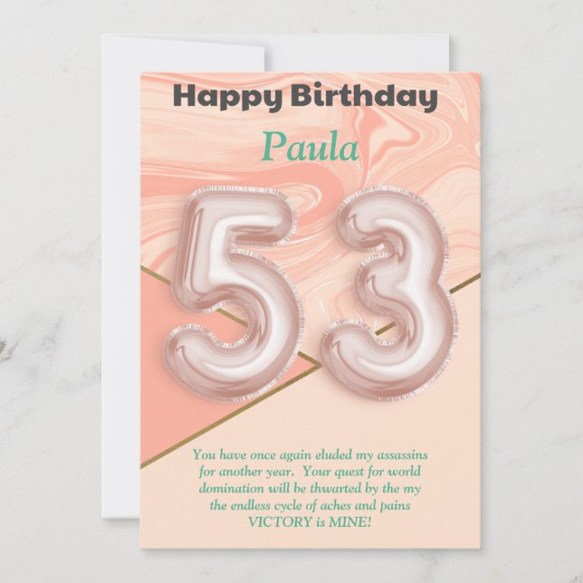 Meninas de 53 anos Feliz Cartão de Aniversário (Frente)