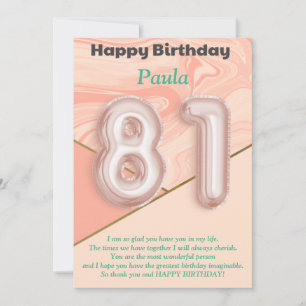 Meninas de 81 anos Feliz Cartão de Aniversário