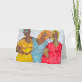 Meninas de cartão de nota se divertindo