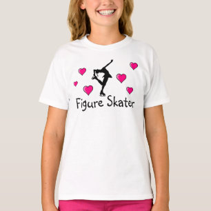 Meninas, figura camisa do patinador & corações