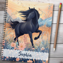 Meninas Flor de Cavalo Preto Floral Azul Rosa Cria