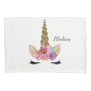 Meninas Glamourosas Brilho Unicórnio Floral Dourad