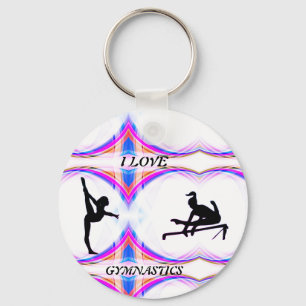 Meninas "I Love Gymnastics" Botão Chaveiro
