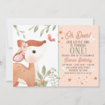 Meninas Oh Deer Convite de aniversário