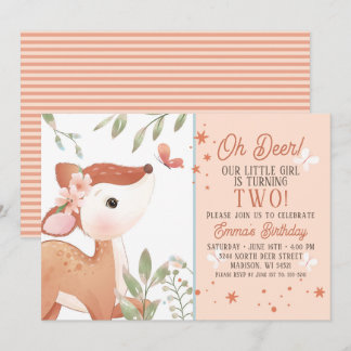 Meninas Oh Deer Convite de aniversário