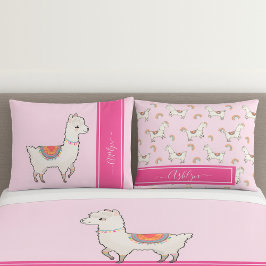 Meninas Personalizadas Rosa Quente Llama Arco-Íris
