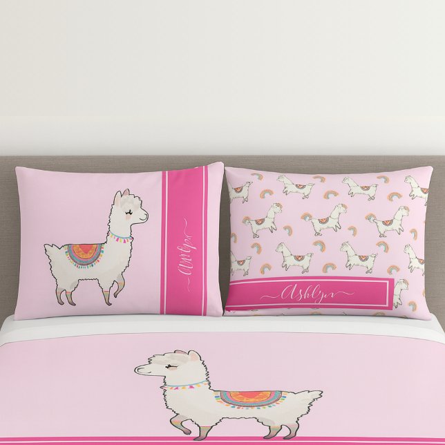 Meninas Personalizadas Rosa Quente Llama Arco-Íris (Criador carregado)