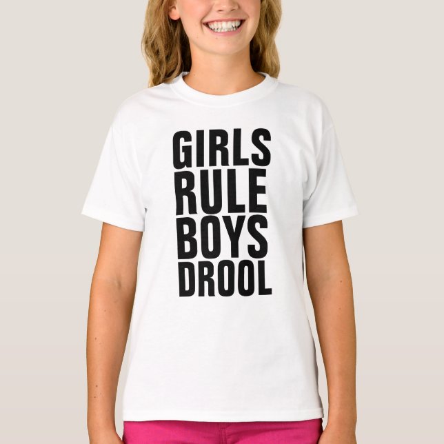 MENINAS REGRAS RAPAZES DROOL Kids T-shirts (Frente)