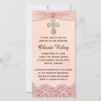 Meninas rosa Baptism Christening Convite