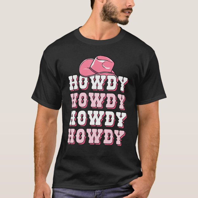 Meninas Rosa Howdy Camisa Ocidental Chapéu de Cowb (Frente)