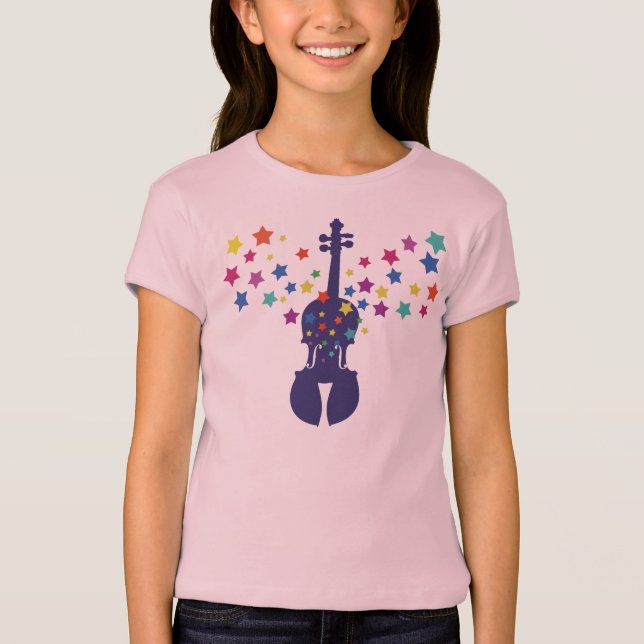 Meninas-Starburst do t-shirt do violino (Frente)