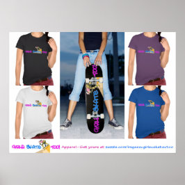 Meninas também andam de skate! Camisetas Poster
