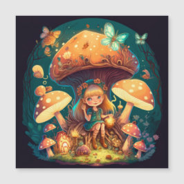 Menininha viva entre os cogumelos