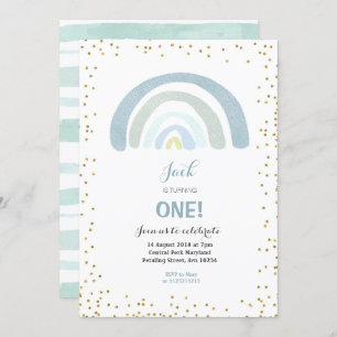 Menino azul do convite do primeiro aniversario do