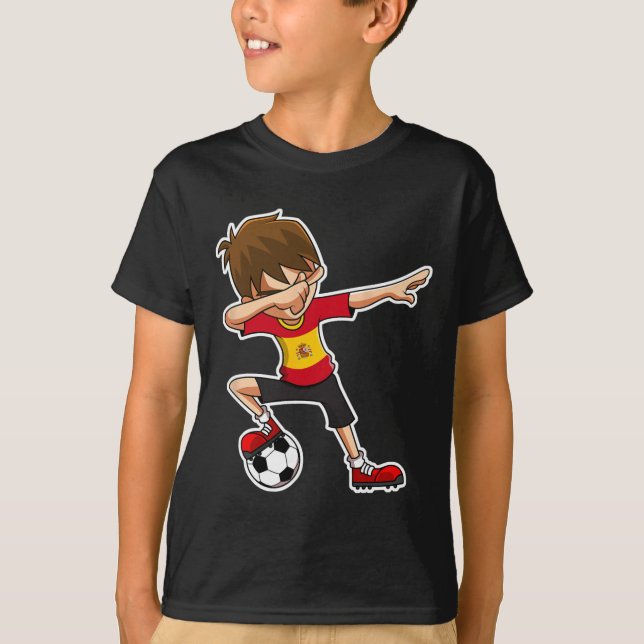 Menino de Futebol Dabbing Camisa da Espanha, Crian (Frente)