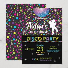 Menino do convite de aniversário da dança do disco