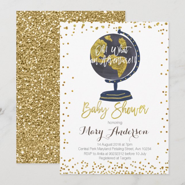 Menino do convite do chá de fraldas da aventura (Frente/Verso)