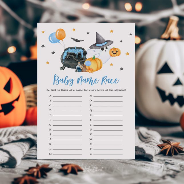 Menino Fantasma Bebê Boo Jogo do Nome da Raça (Ghost Halloween Baby Shower Baby Name Race Game)