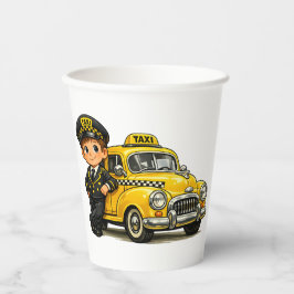 Menino Motorista de Táxi Retrô com Camisa de Carro