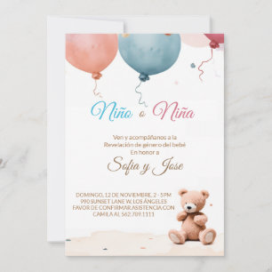 Menino ou Menina Espanhol Revelar Convite