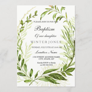 Menino ou Menina Wreath Baptism Convite Christenin