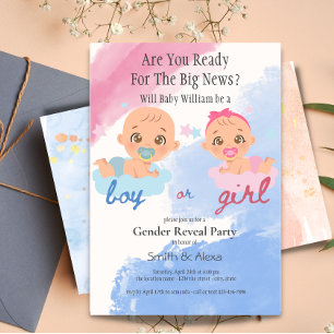 Menino ou sexo feminino revelam convite para chá d