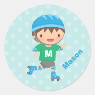 Menino Patinador Fofo Adesivos Personalizados